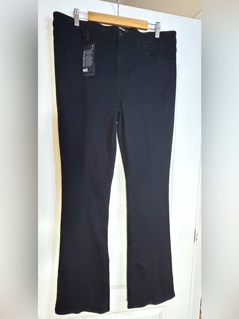 PAIGE Manhattan Boot Jeans Women’s Plus Size 16W Black Shadow Transcend Mid Rise